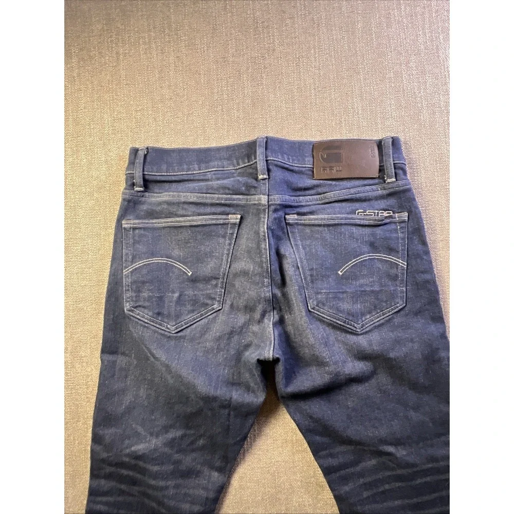 G-Star Raw 3301 Slim Fit Button Fly Dark Wash Denim Jeans Size Men's 32x29 Blue
